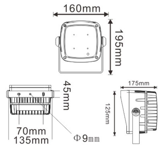 9W方形投光燈戴帽